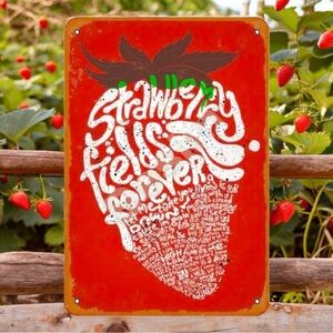 🆕 Retro “Strawberry Fields Forever” The Beatles Metal Tin Sign  (8"x12)